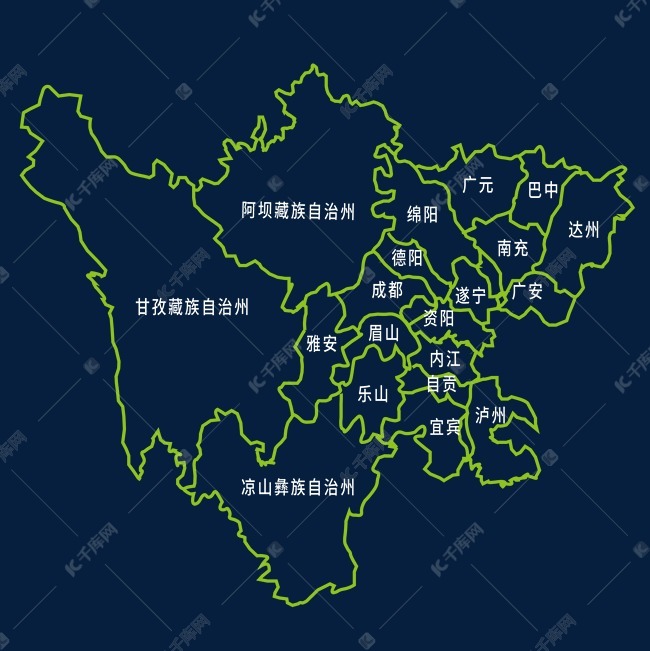 四川地图线稿图片