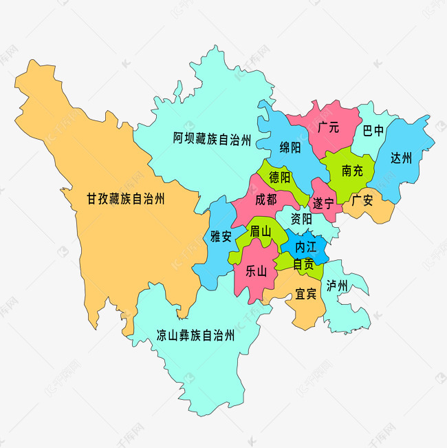 四川地图线稿图片