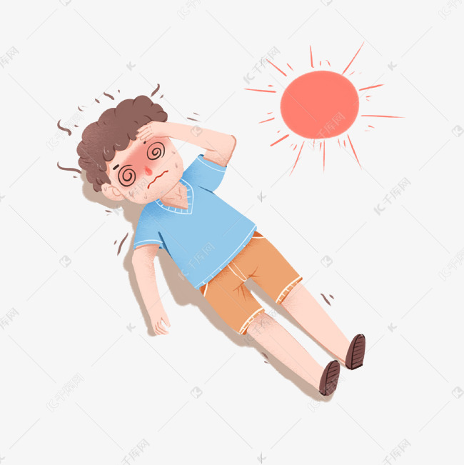 夏季炎热高温中暑躺倒青年