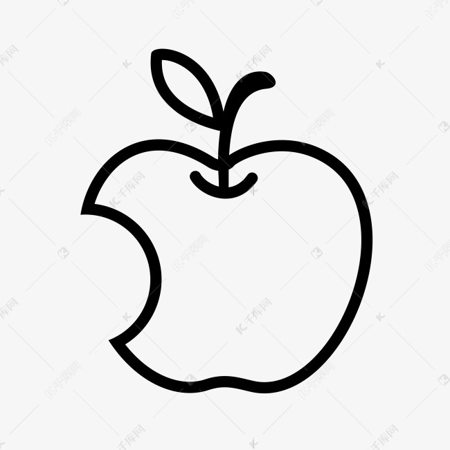 线描极简卡通咬口苹果