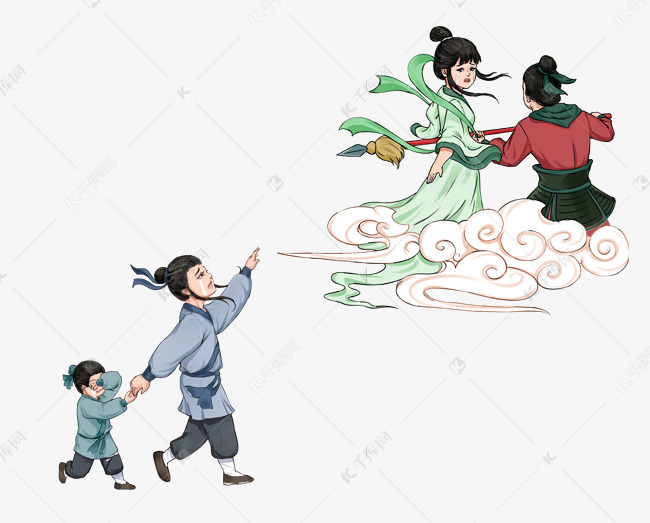 七夕相离七夕节牛郎织女情侣鹊桥情人情人节素材图片免费下载-千库网
