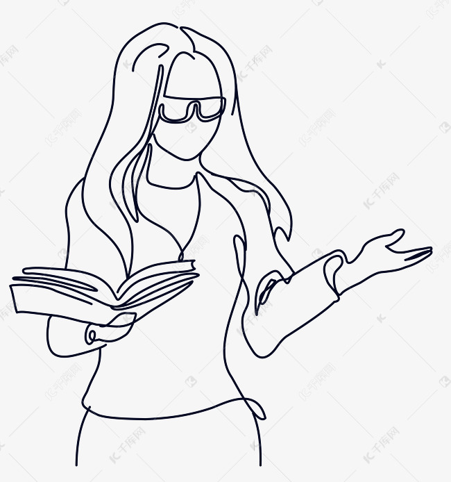 线描上课女教师