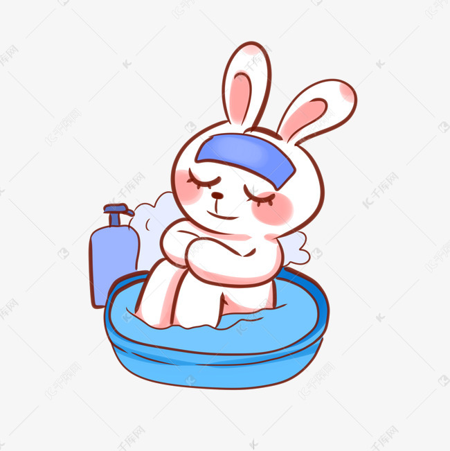 可爱动物洗澡兔子