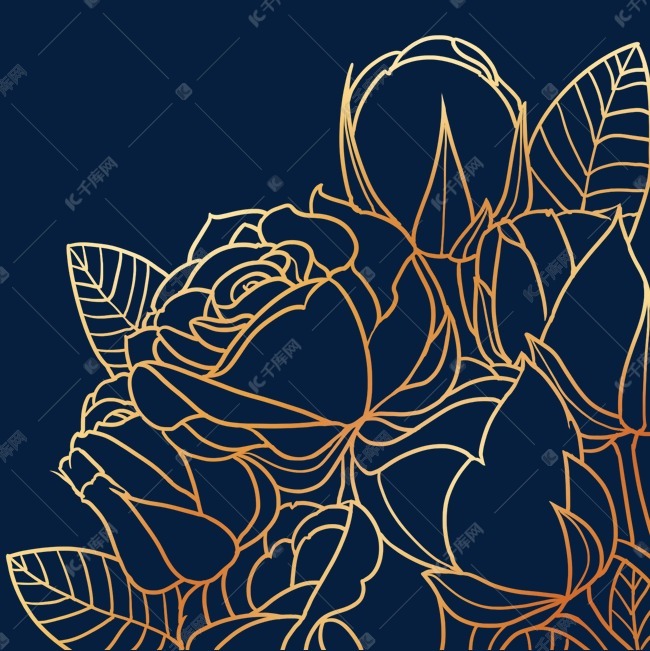 线描金线花玫瑰金边