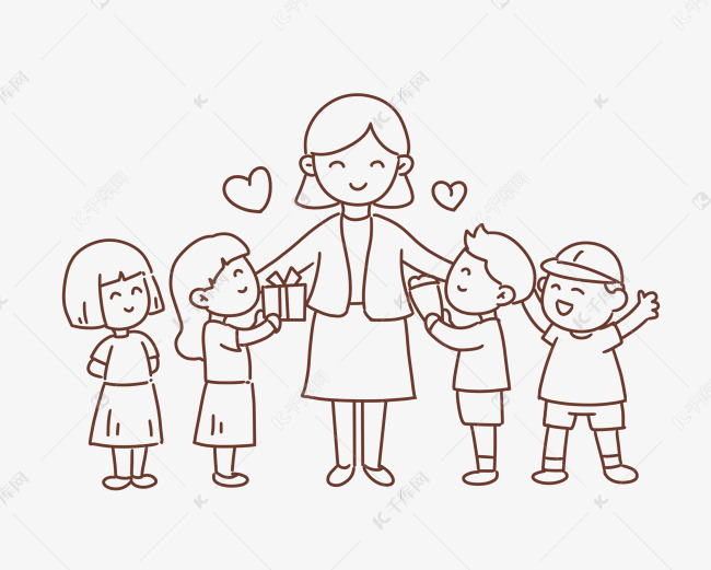 线描教师节老师