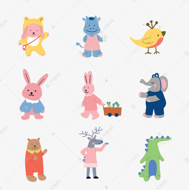 卡通日韩风动物贴纸素材图片免费下载-千库网