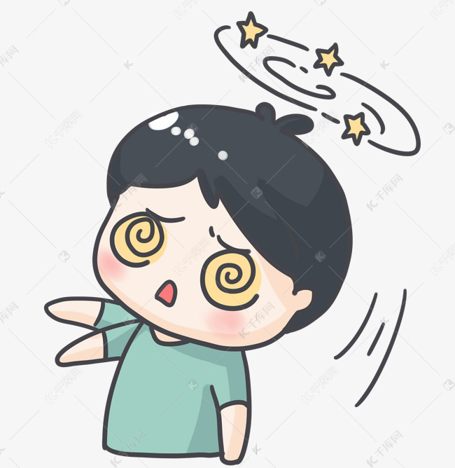 头晕眼花的男孩