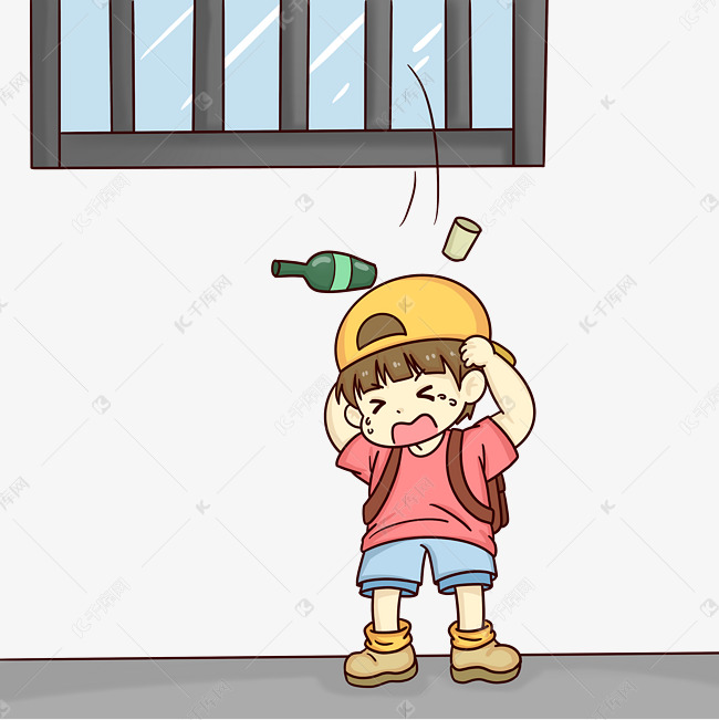 窗户高空抛物砸伤小孩素材图片免费下载 高清卡通手绘psd 千库网 图片编号1269