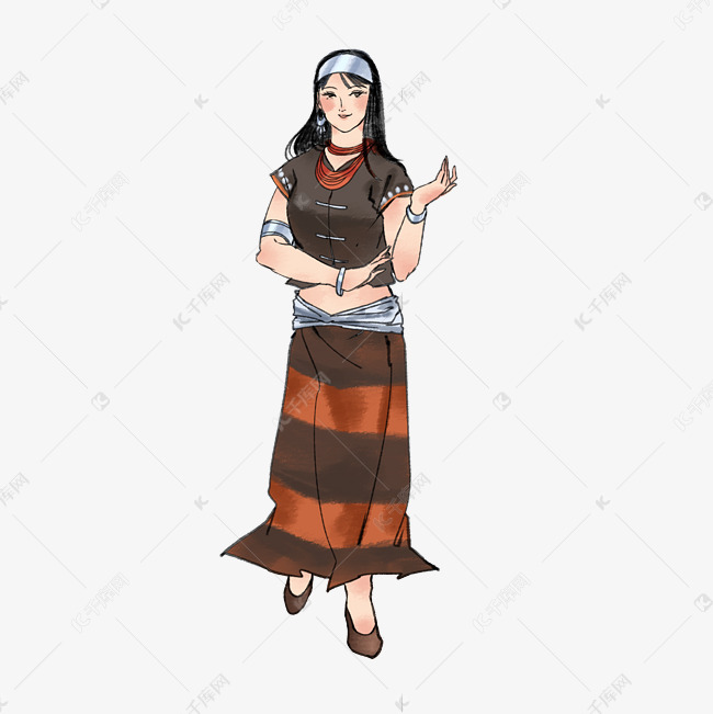 佤族跳舞女孩素材图片免费下载-千库网