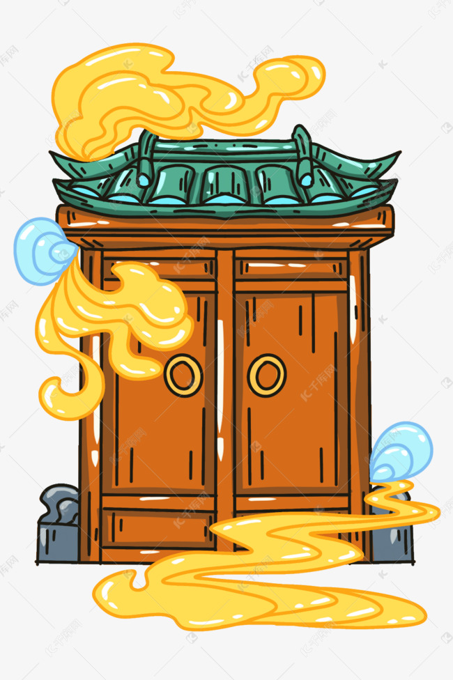 国潮古风祥云大门