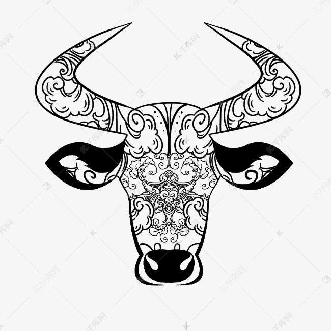 牛年新年图腾牛头