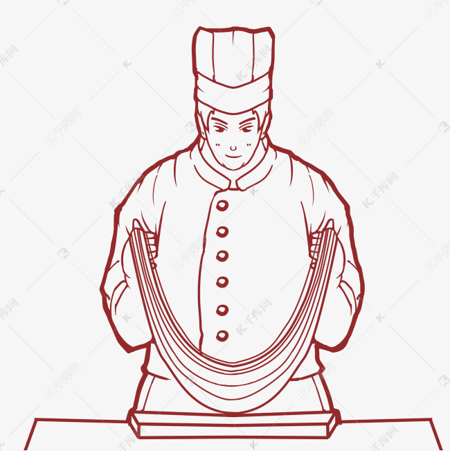 厨师美食线稿制作拉面