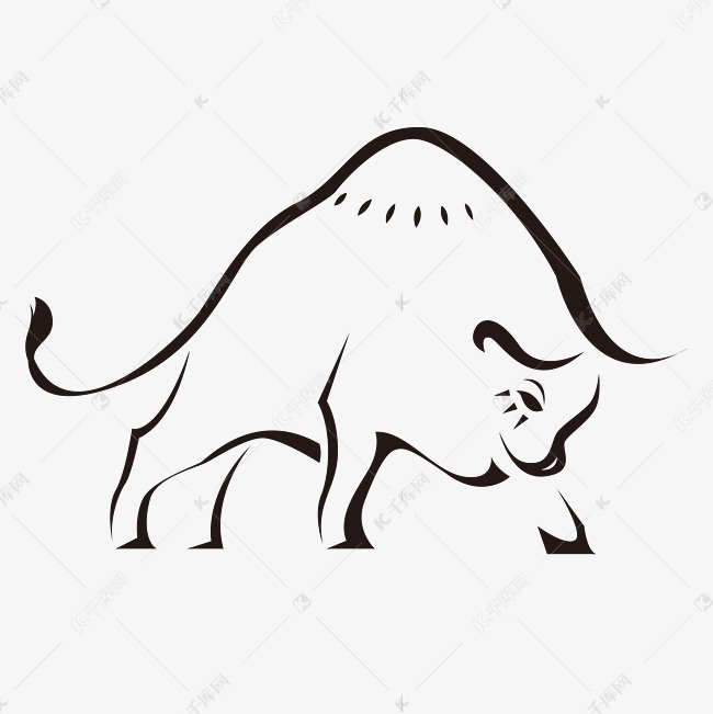 单色线稿牛年斗牛素材