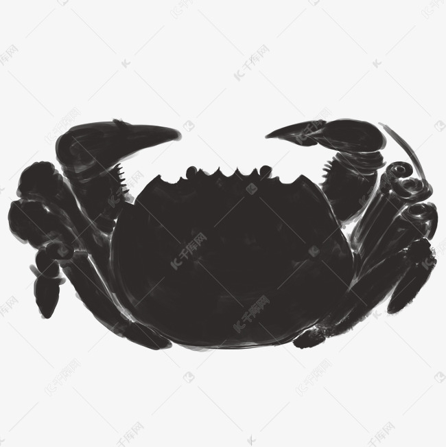 手绘大螃蟹剪影
