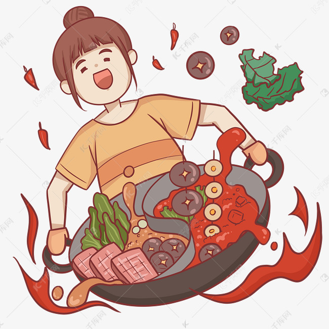 女孩吃货吃火锅