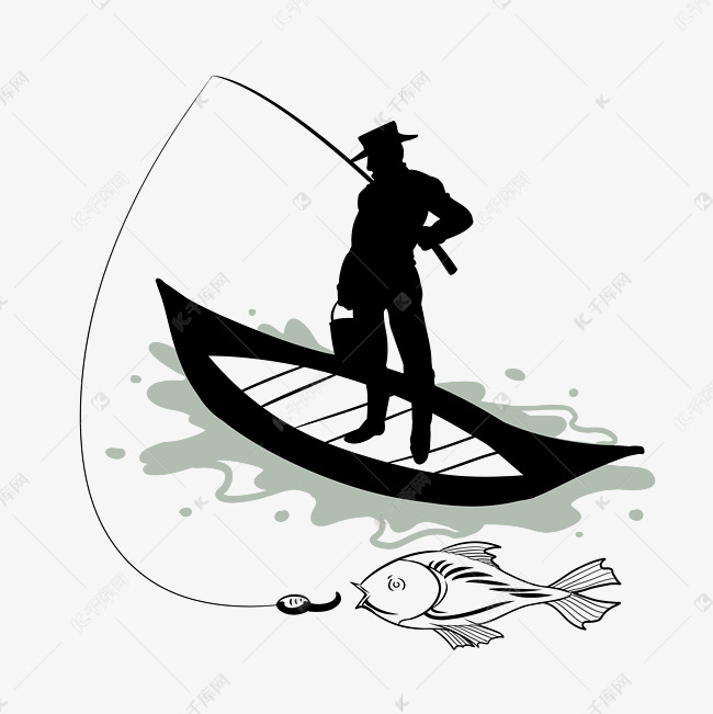 渔民捕鱼钓鱼剪影