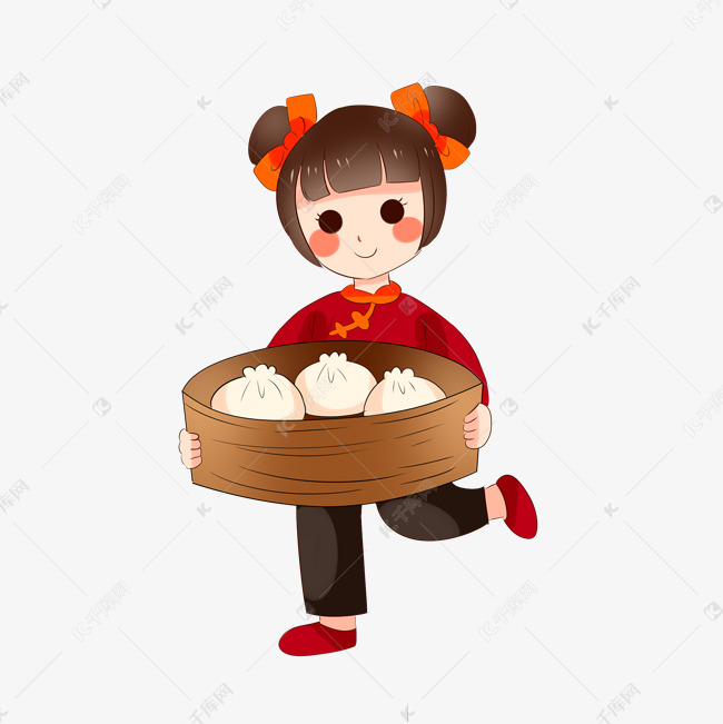 蒸包子女孩