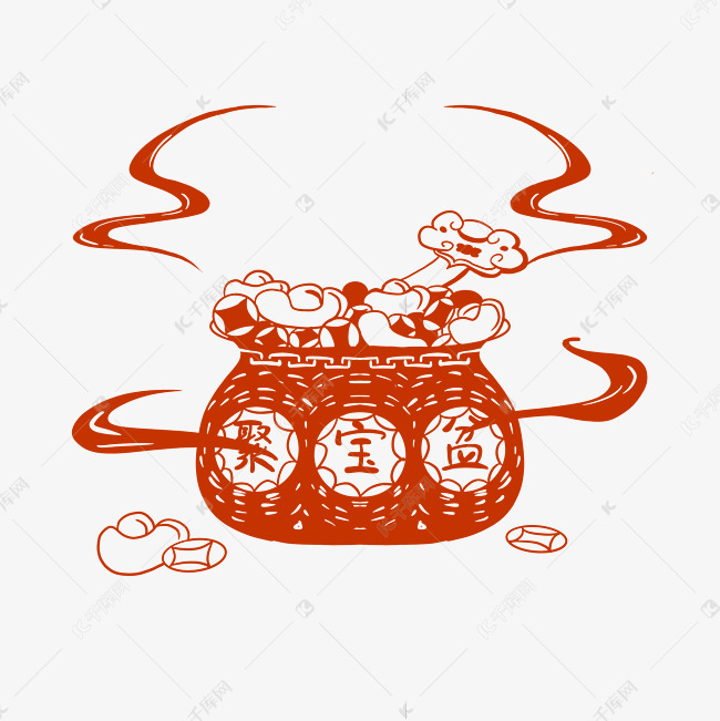 红色聚宝盆素材图片免费下载-千库网