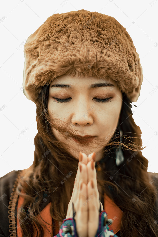 双手合十的美女