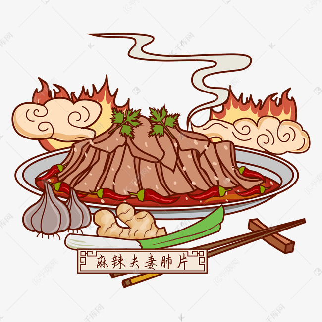 四川美食夫妻肺片矢量图