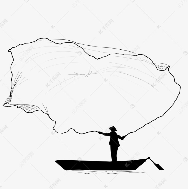 海边捕捞剪影