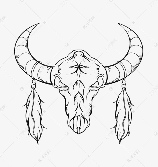线描牛头图腾