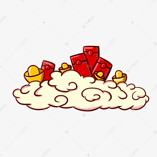 中式祥云红包元宝