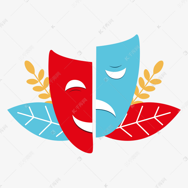 免抠元素 演绎 带着面具表演话剧矢量版权可商用有保障