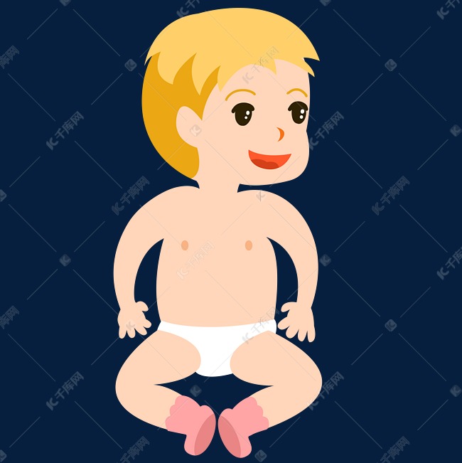 穿纸尿裤金发宝宝