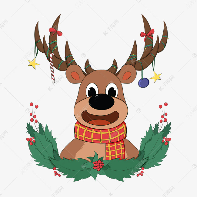 创意搞怪圣诞小鹿素材图片免费下载-千库网