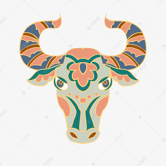 民族花纹牛头图腾