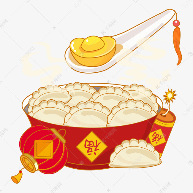 国潮饺子元宝矢量图