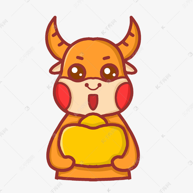 牛转钱坤抱着元宝的牛