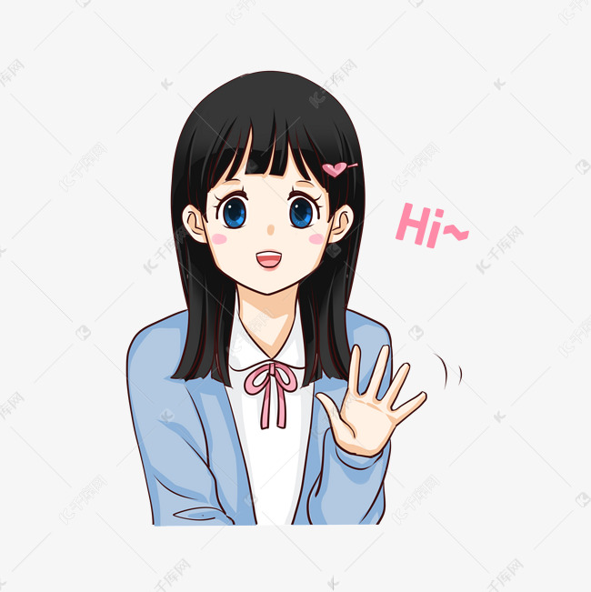 日系少女打招呼表情包