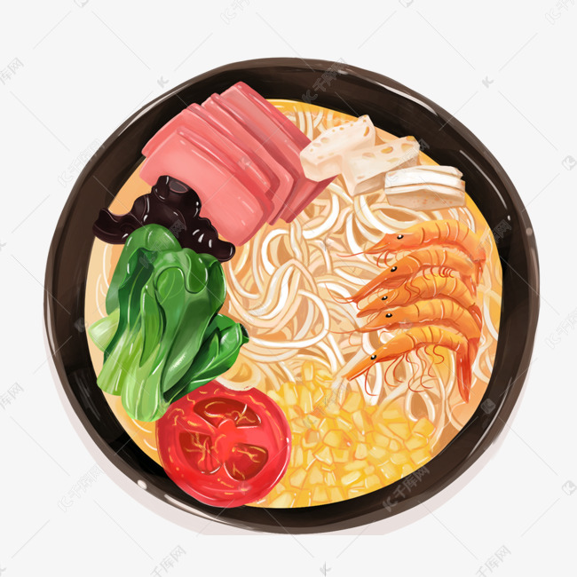 虾仁三鲜面美食