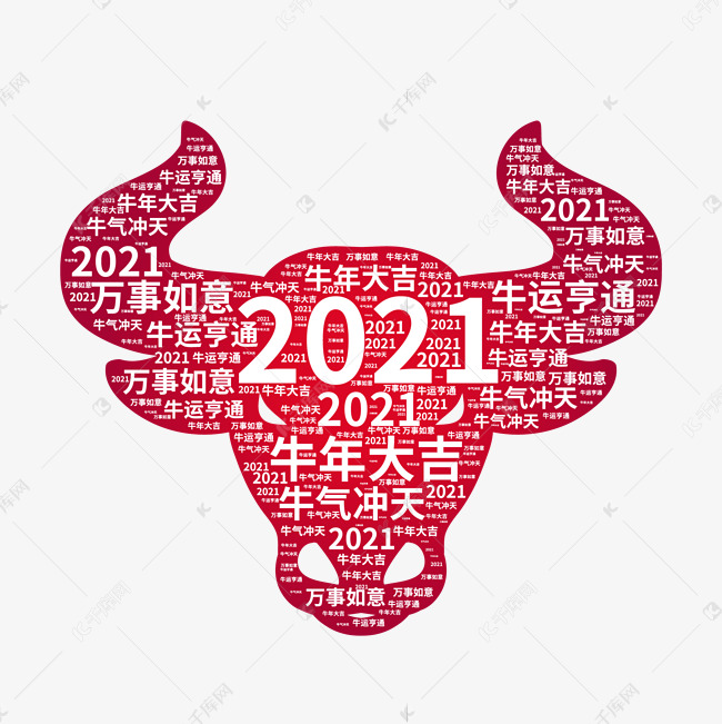 创意牛年祝福语牛头元素牛年大吉