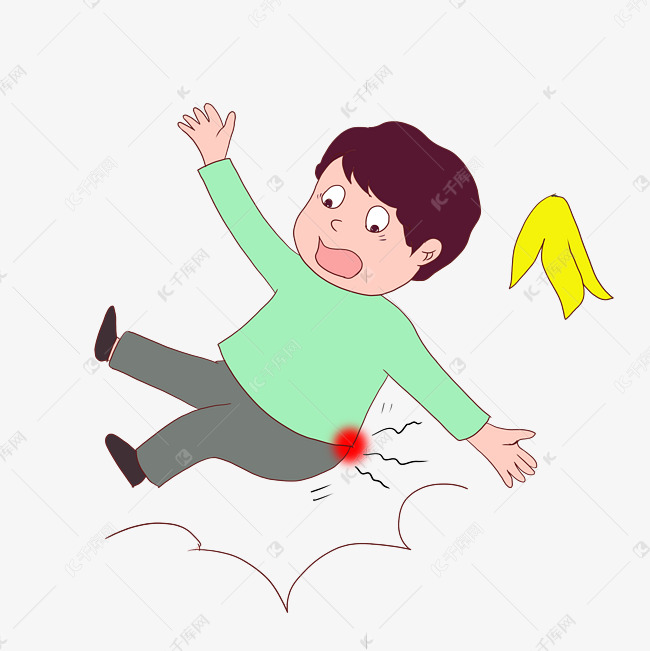 男孩滑倒跌倒摔伤