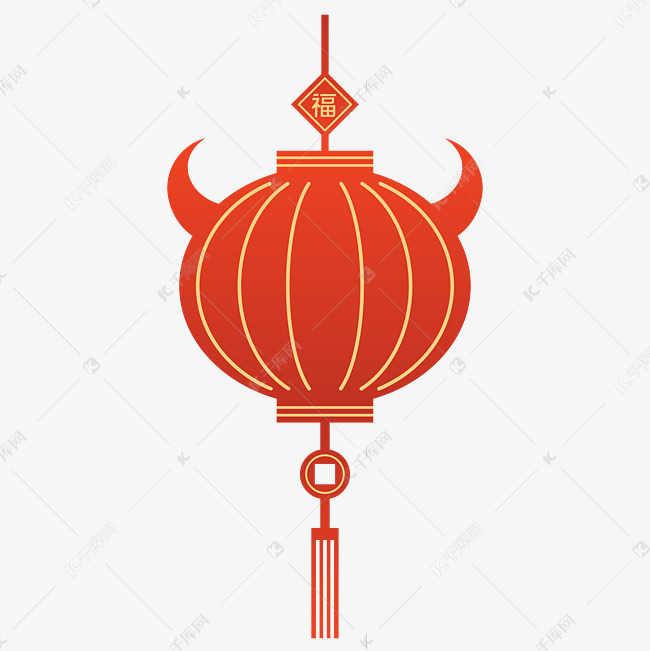 新年牛年春节牛角灯笼