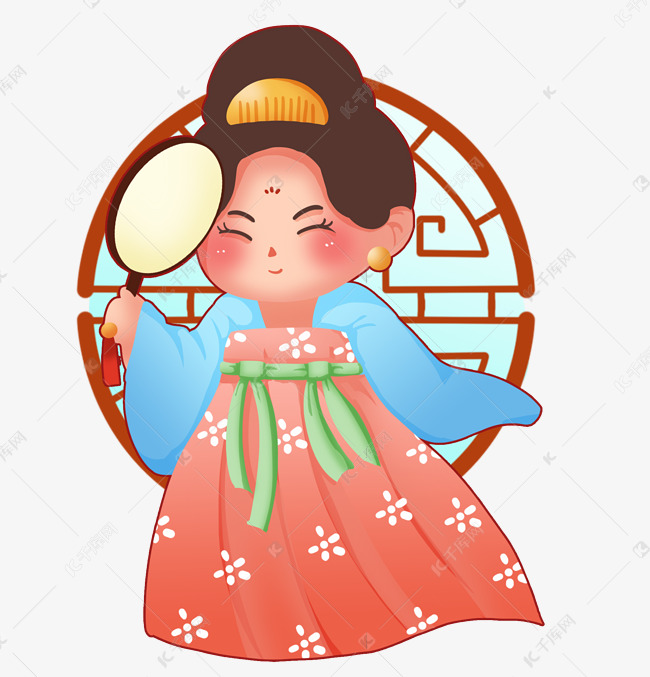 掩面害羞笑仕女