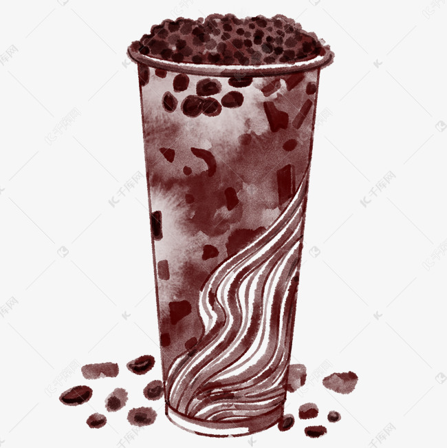 线描珍珠奶茶