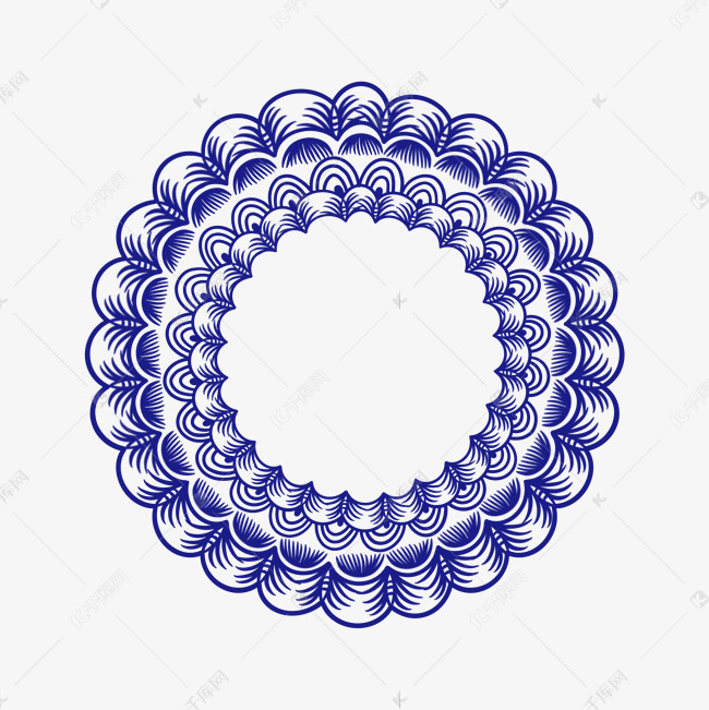 青花瓷花边花纹