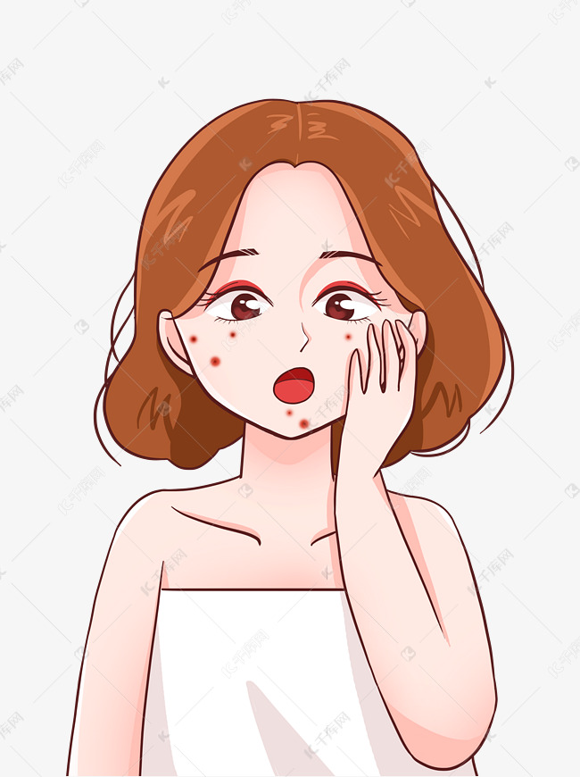 女孩脸上长痘痘