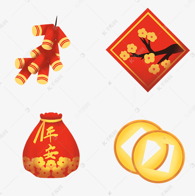 新年春节鞭炮贴纸