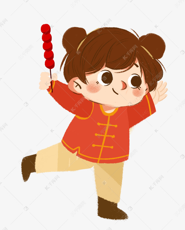 新年小女孩手拿糖葫芦