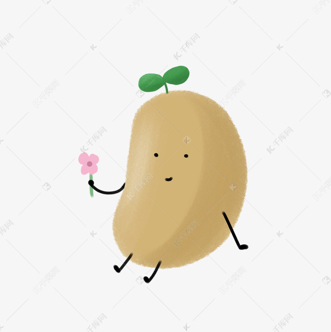 免抠元素 可爱 拿着小花的土豆版权可商用有保障           编号