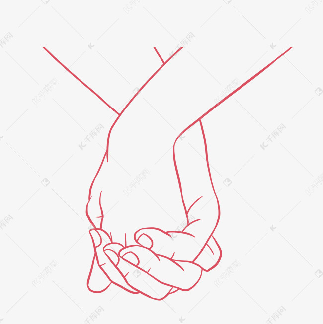情人节线描牵手线条素材图片免费下载-千库网