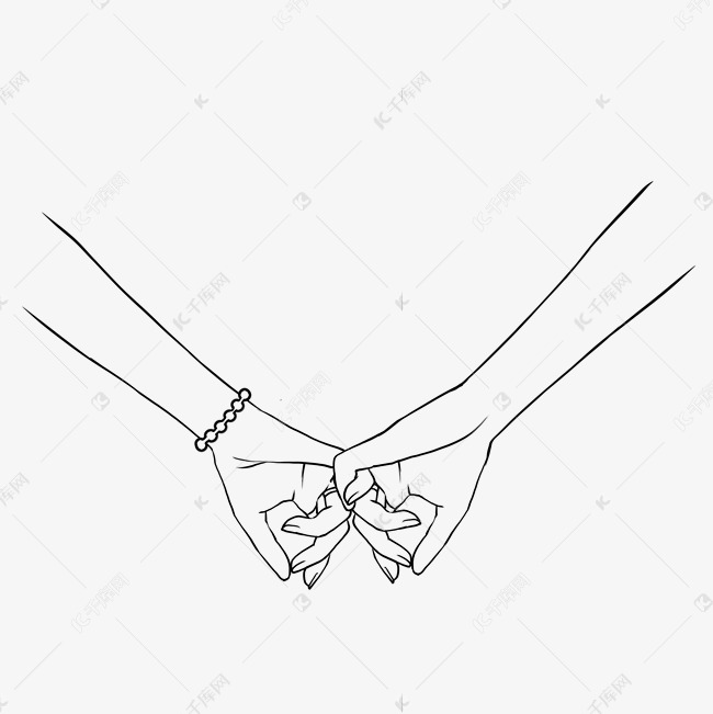 情人节线描牵手