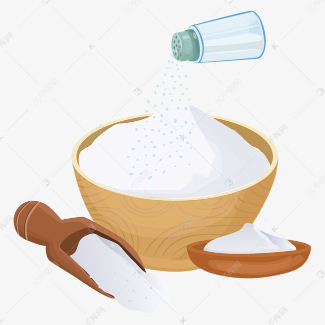 炒菜放盐配料矢量图