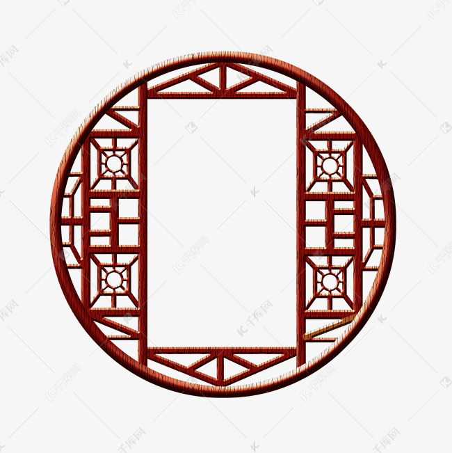 古风中式圆形木制窗户素材图片免费下载-千库网