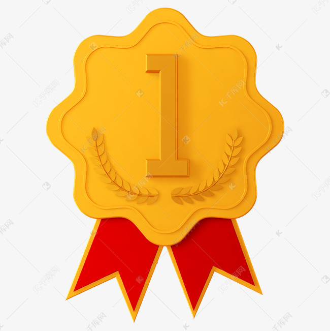 千库图片素材频道为红金立体一等奖奖牌png图片提供免费下载
